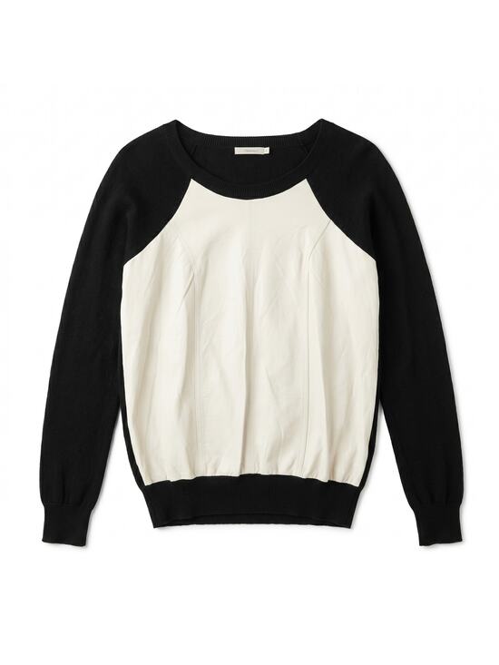 TOWNSEN Sweaters - NWT Townsen Color-Block Balck and White Sweater 100% Lamb Leather Panel Sweater